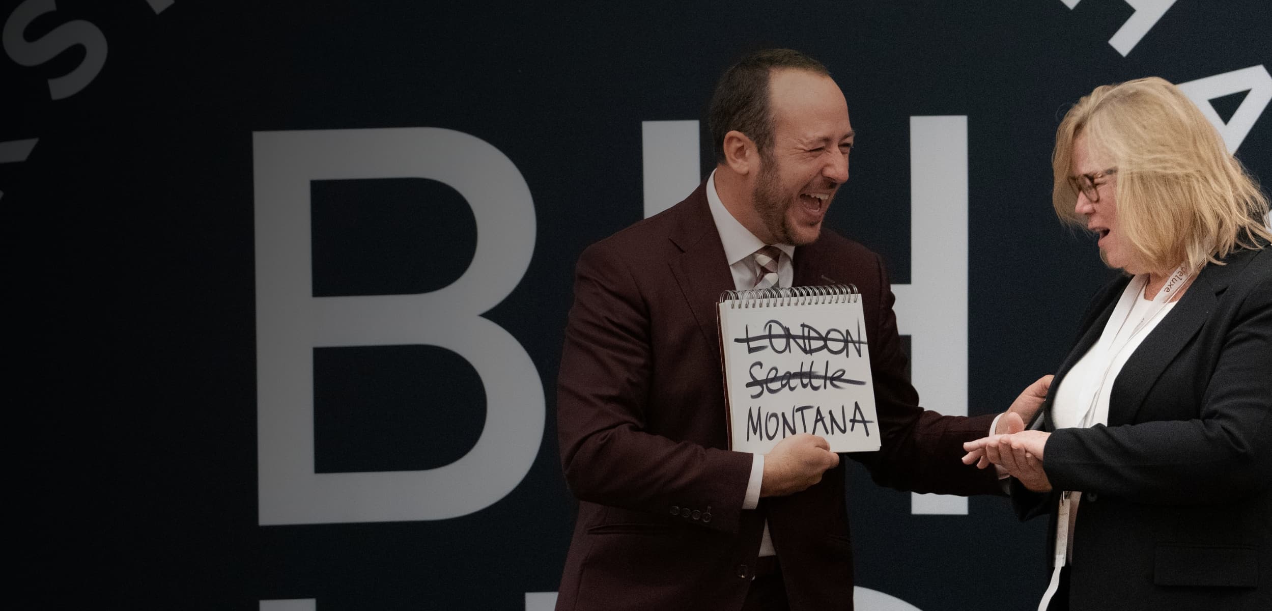 Stage mentalism show at corporate conference